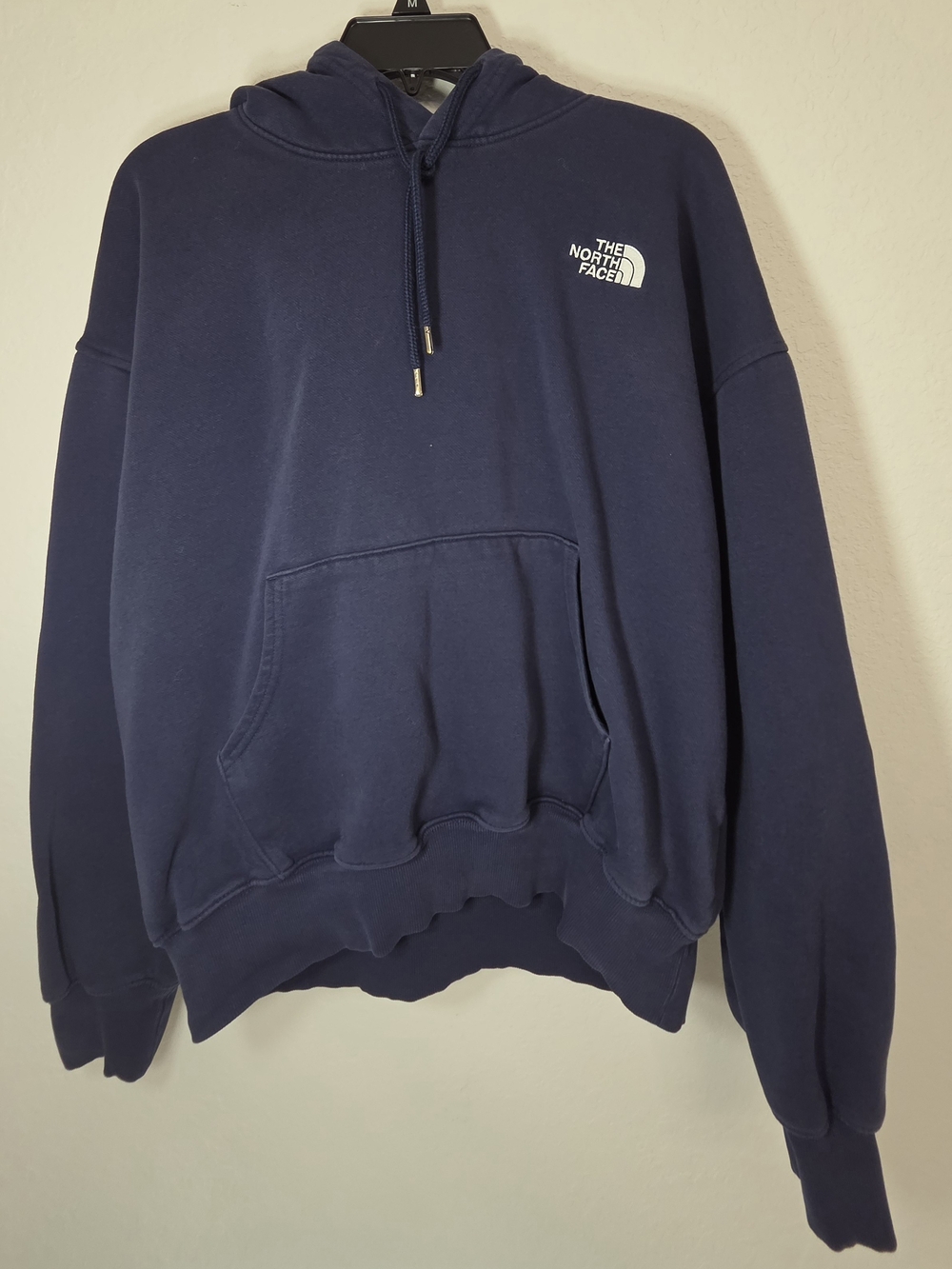 The North Face Men’s Navy Crewneck Hoodie with White Logo